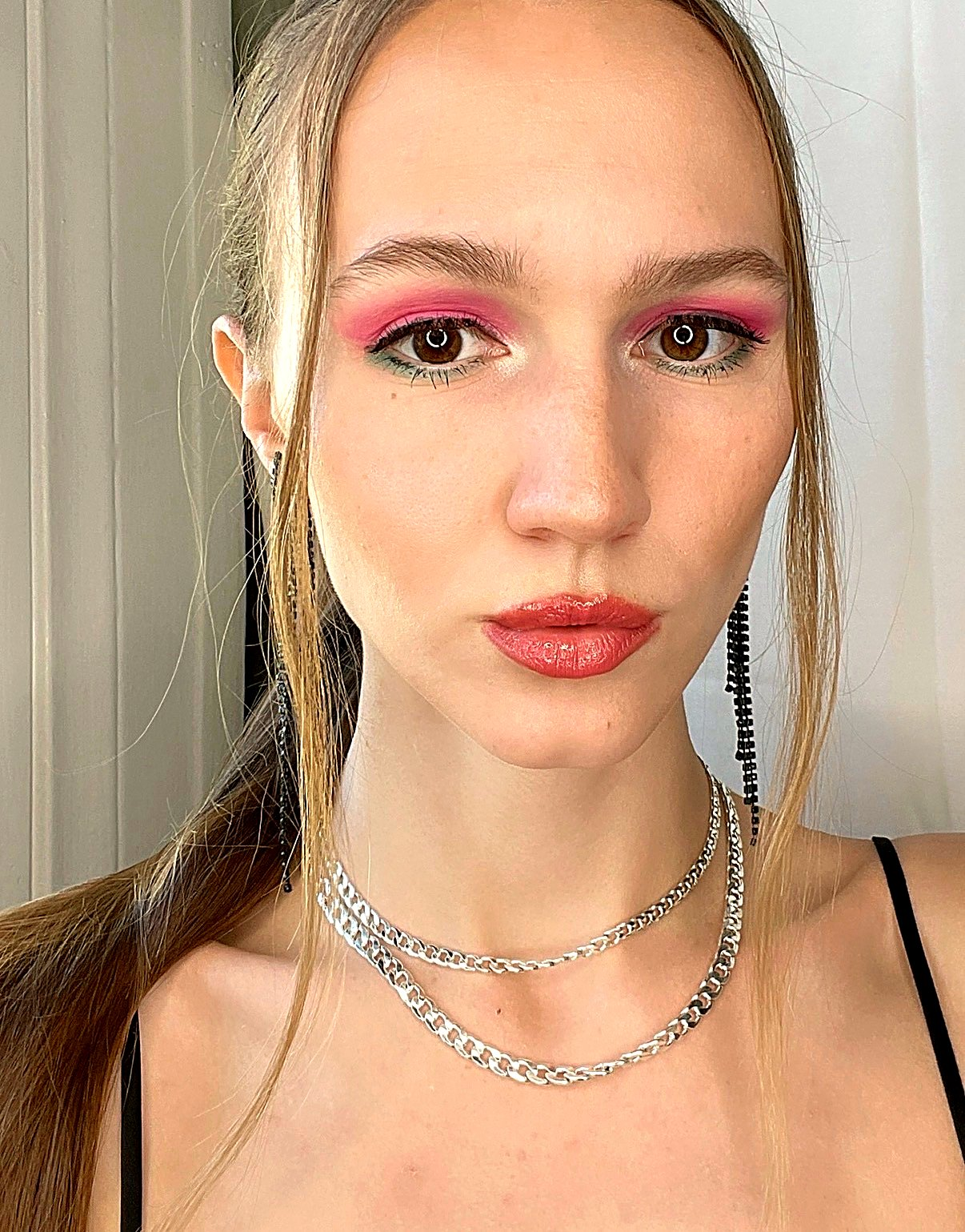 Bold pink eye makeup look by AVES Beauty San Francisco